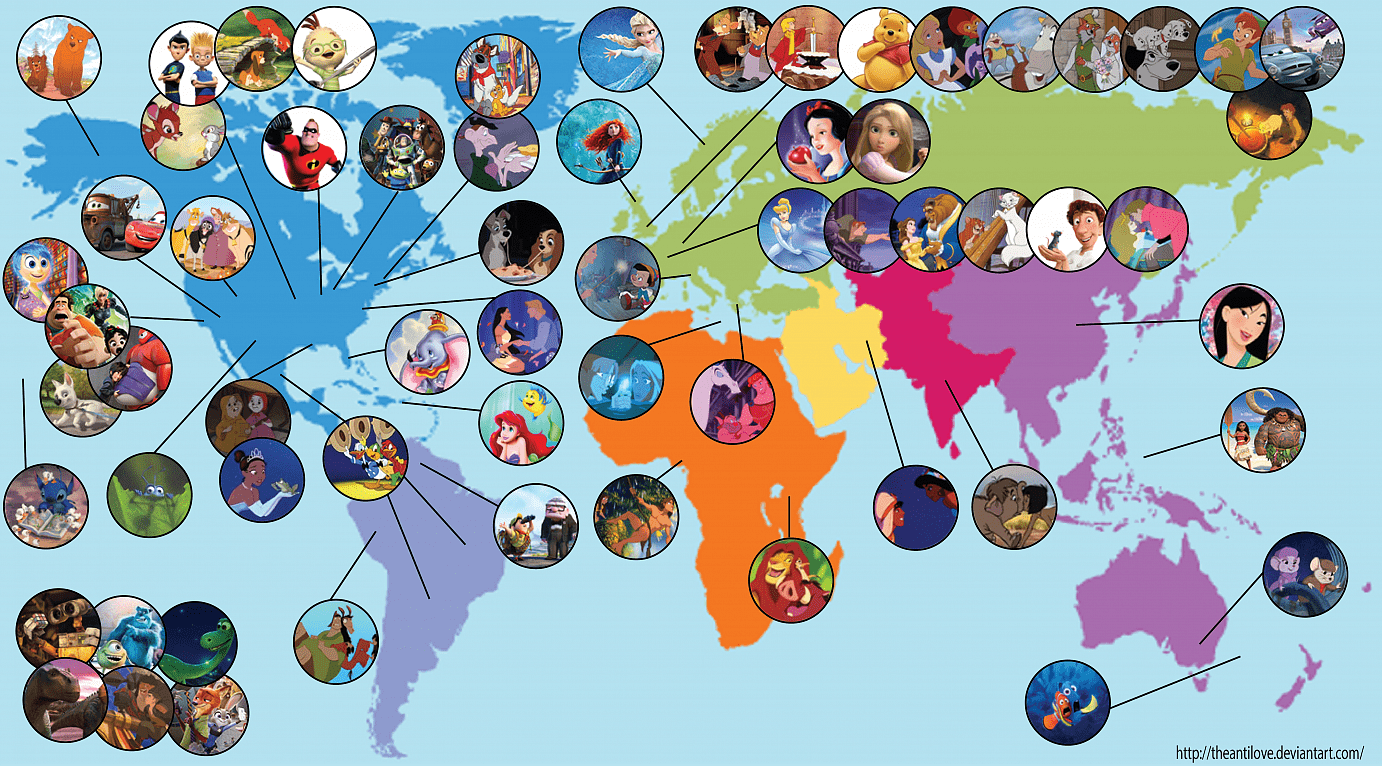 Mappa film Disney nel mondo
